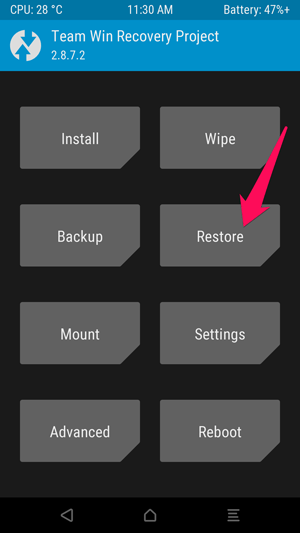 TWRP software restore 1