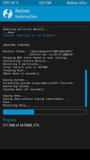 TWRP software restore 3