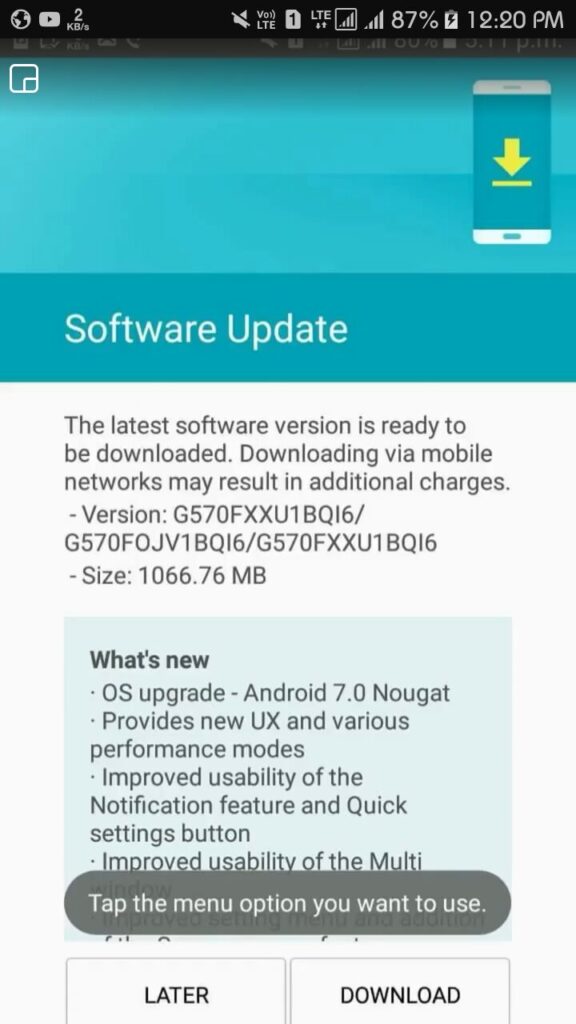 Galaxy J5 Prime Android Nougat Update Mohamedovic