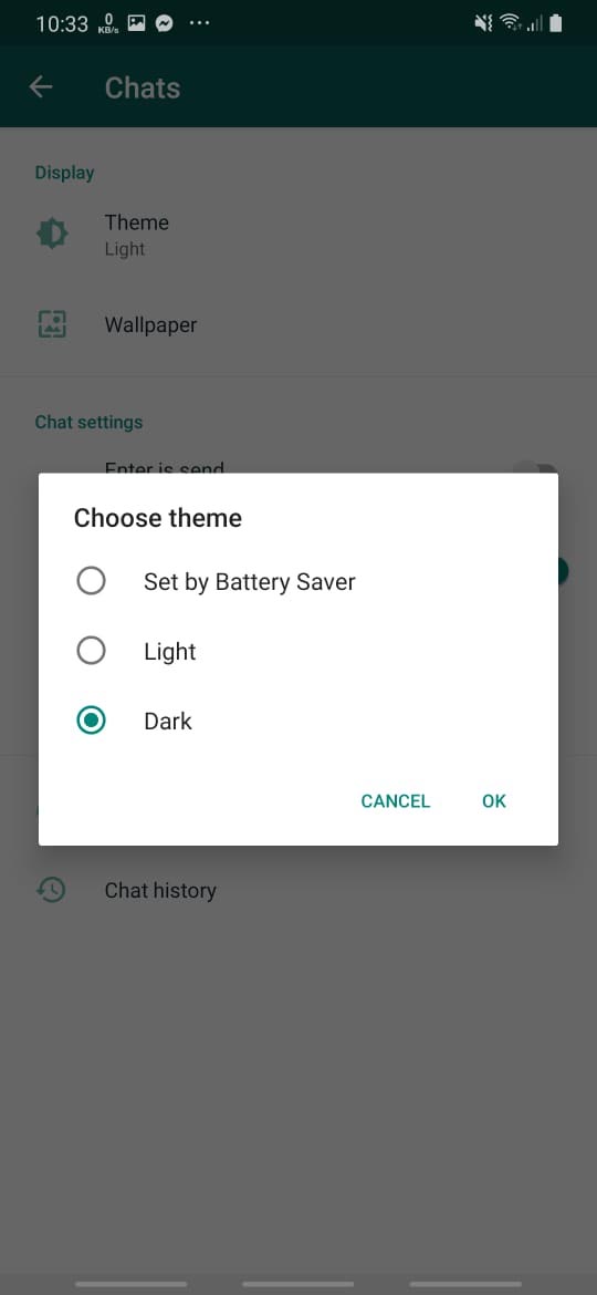 تشغيل Dark Mode على الواتساب