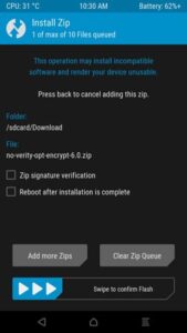 Flash no varity opt encrypt v6.0 via TWRP