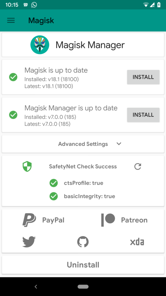 Magisk v18 Successfully Installed