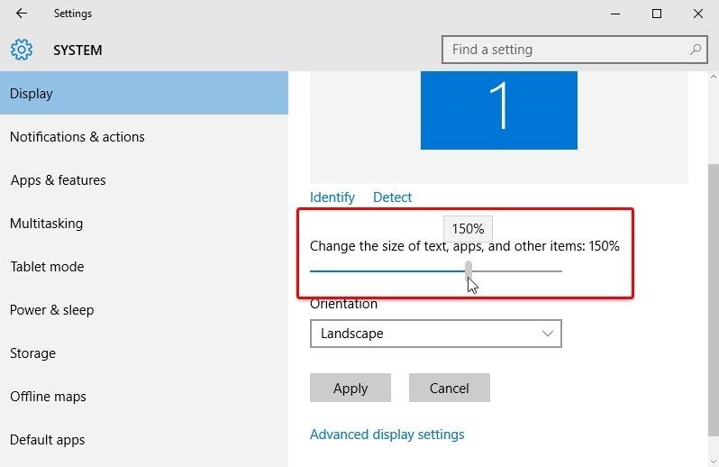 Adjust Windows 10 Font Size