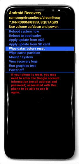 Wipe data factory reset