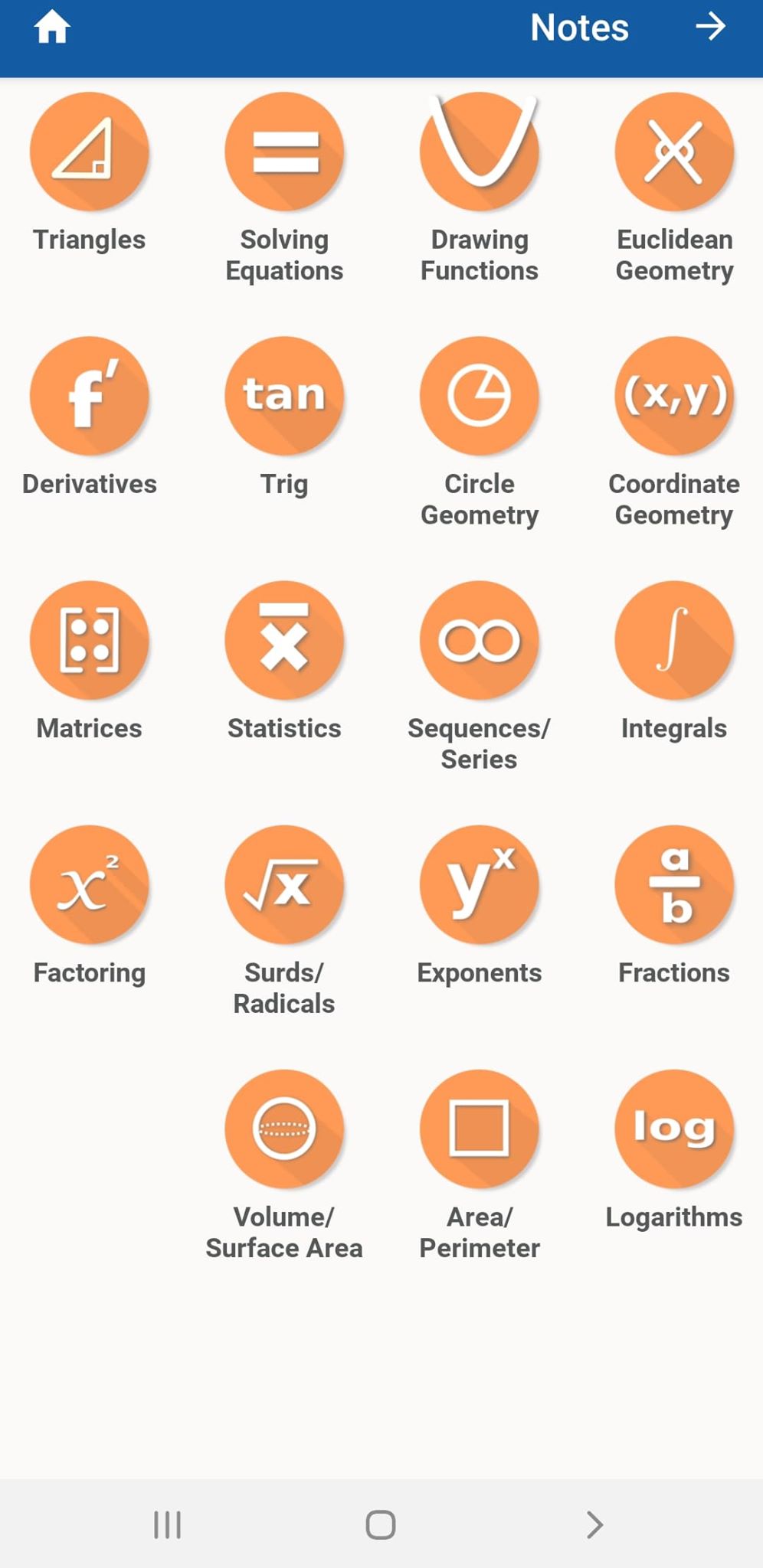 قسم Formulas and Notes