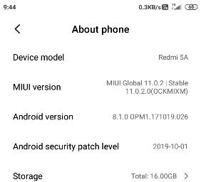 Redmi 5A MIUI 11 0 2