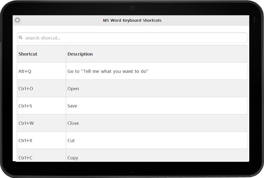 تطبيق Shortcuts for MS Word‏ 