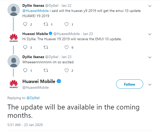 تحديث اندرويد 10 قادم لهواوي Y9 2019 في الشهور القادمة
