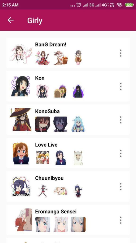 تطبيق +1000 Anime Stickers