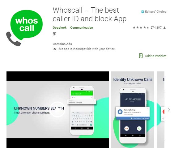 WhosCall من تطبيقات حظر المكالمات