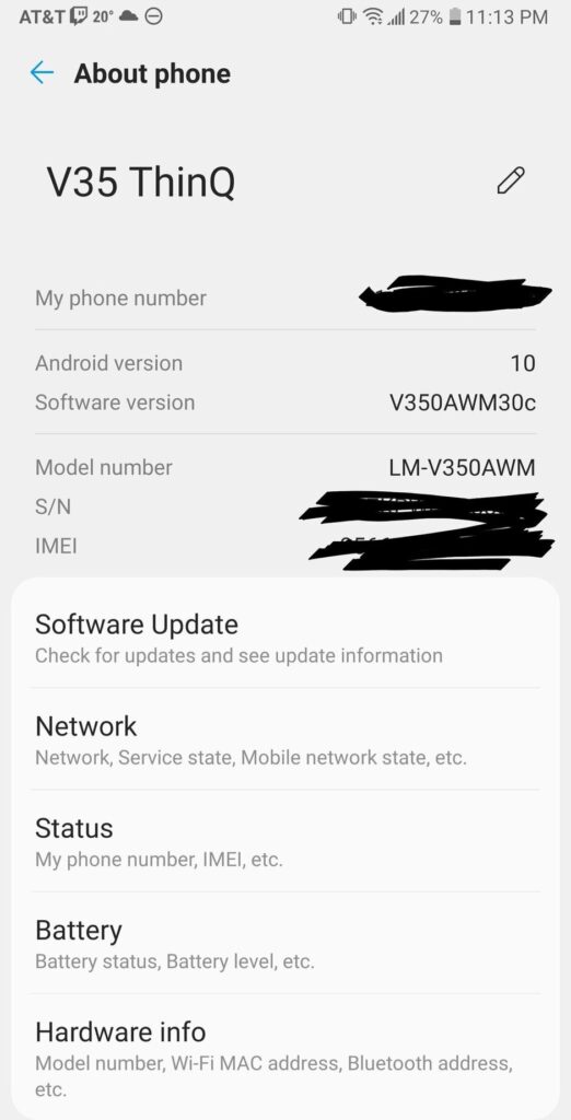 اندرويد 10 LG V35 ThinQ