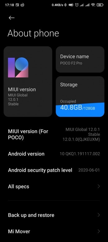 poco f2 pro miui 12 about phone