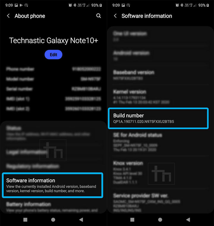 build number android