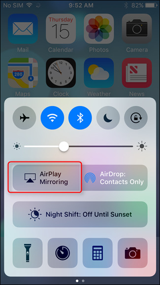 اضغط على AirPlay Mirroring