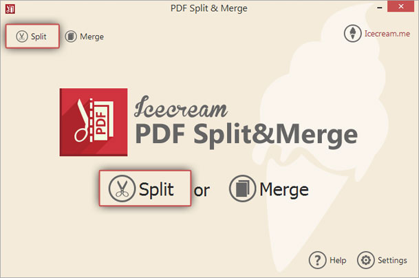 اختيار Split من برنامج Icecream Split & Merge