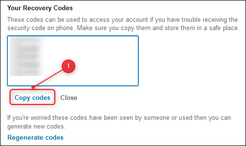 الضغط على Copy Codes