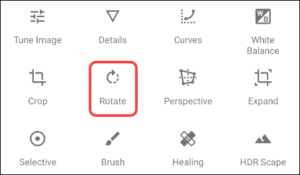 اختيار أداة Rotate