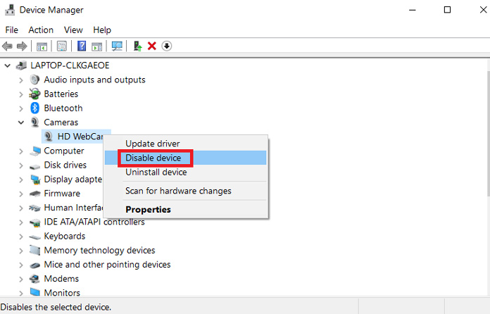 طريقة تعطيل كاميرا اللاب توب ويندوز 10