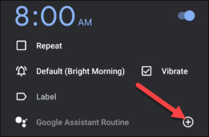 الضغط على Google Assistant Routine