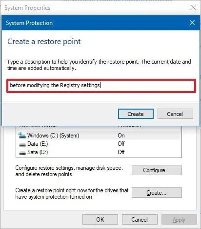 عمل نقطة استعادة النظام ويندوز 10 خاصية Restore Point 4