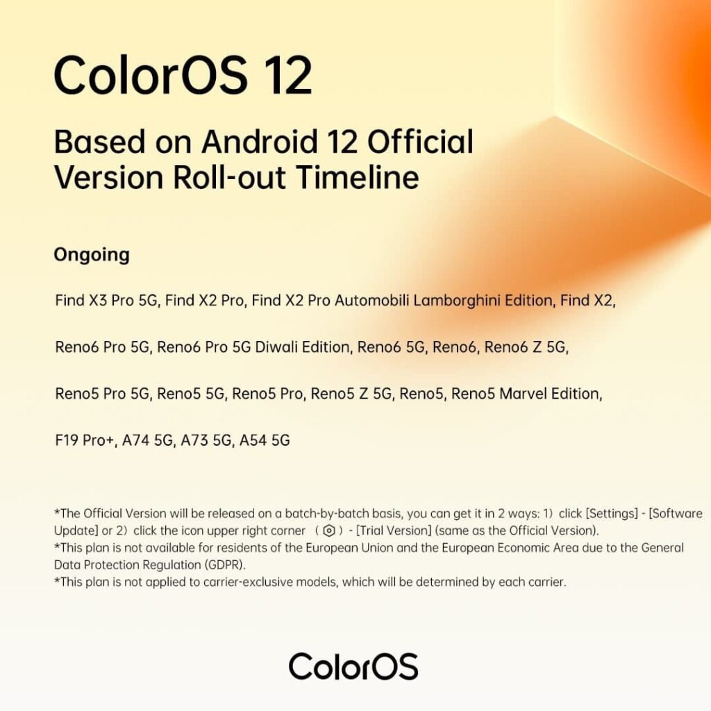 ColorOS 12 rollout