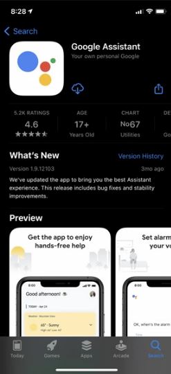 تحميل جوجل اسيستانت من سوق تطبيقات أبل