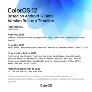 coloros 12 beta timeline oppo global