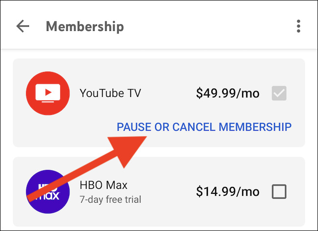 الضغط على Pause Or Cancel Membership