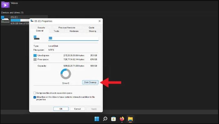 كيفية حذف مجلد الويندوز القديم بأداة Disk Cleanup في ويندوز 11