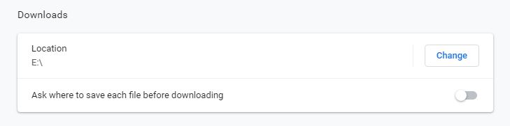 Downloads location chrome