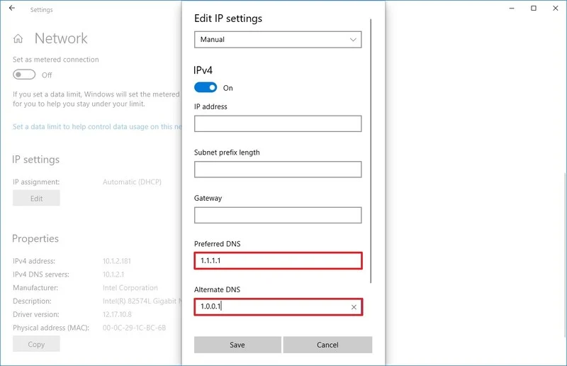 تغيير DNS باستخدام الإعدادات