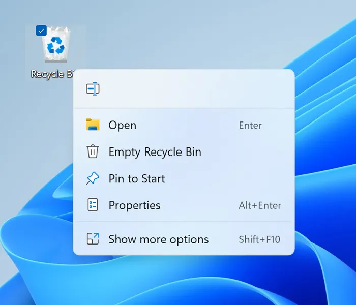 تحديث في قائمة Recycle Bin ويندوز 11 إصدار 22454.1000