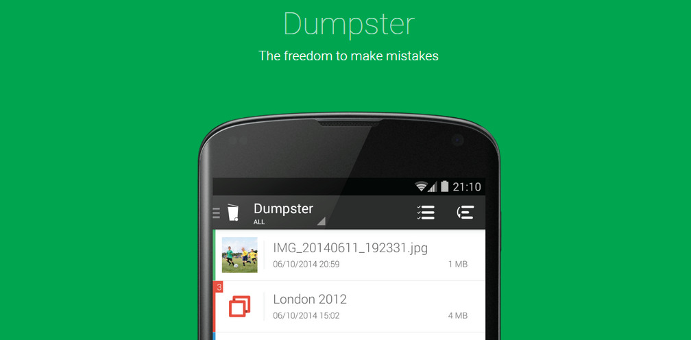 استرجاع الرسائل باستخدام تطبيق Dumpster