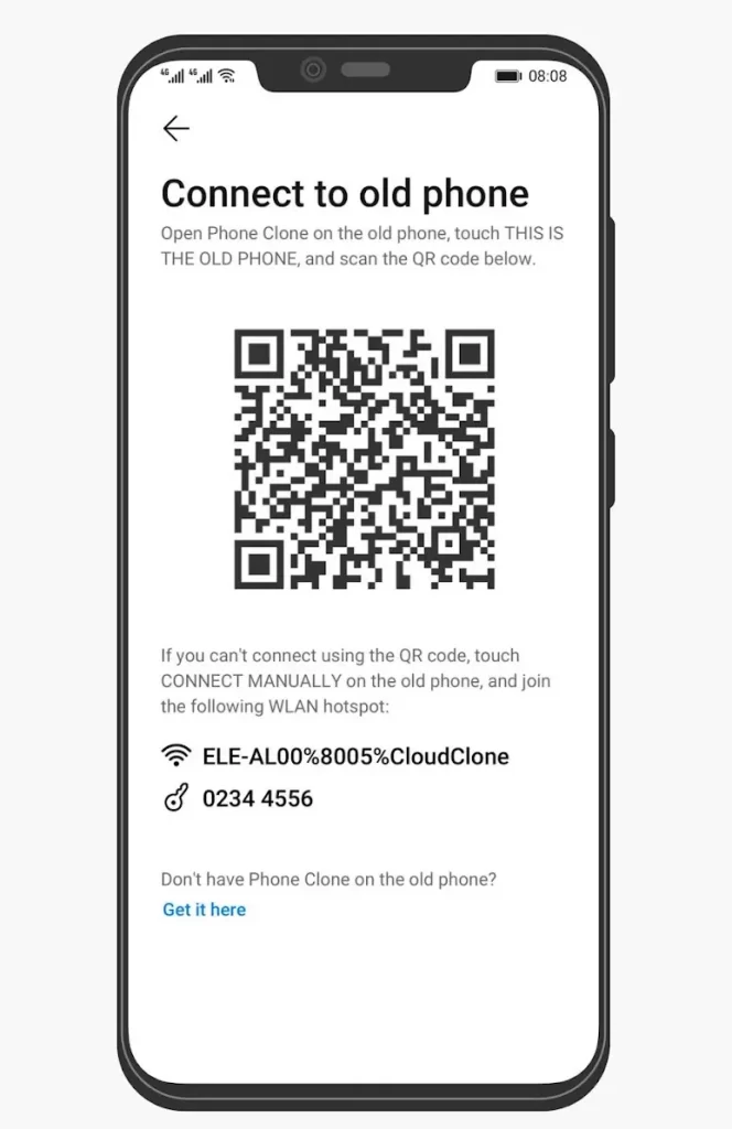 huawei phone clone connect to old phone