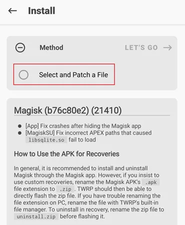 Install Magisk apk 02