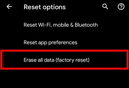 android 13 factory reset