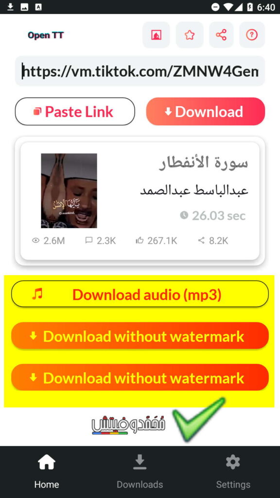 تحميل فيديو tiktok كصوت