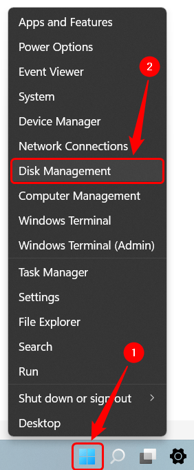 فتح Disk Management على الويندوز