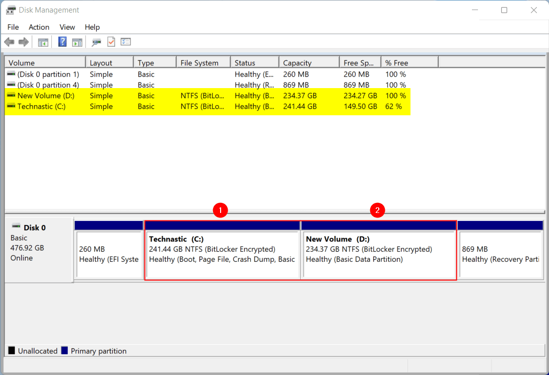 partition c drive disk management