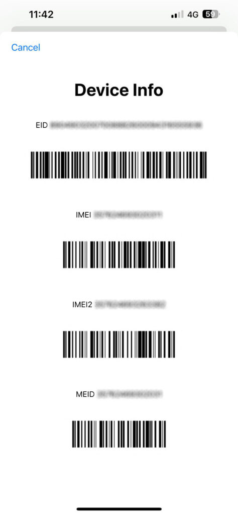 إظهار رقم IMEI في الايفون