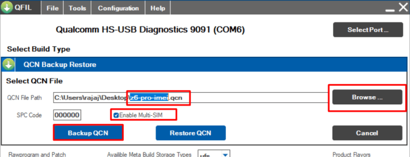 QCN Backup Restore QFIL