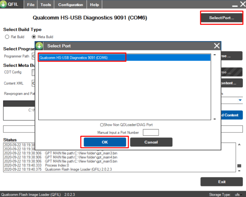 QFIL port select