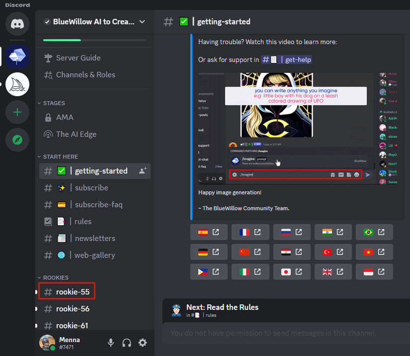 how to use bluewillow on discord to create imaginary photos 03