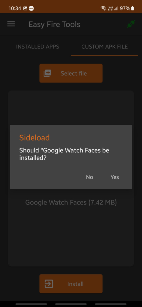 how to sideload APK on smartwatch 2