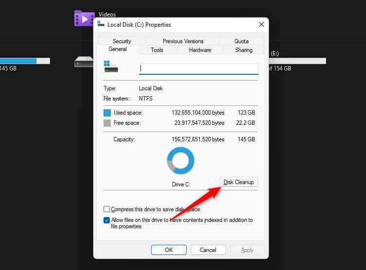 حذف وتنظيف مُجلد WinSxS في ويندوز 10/ 11 باستخدام أداة Disk Cleanup