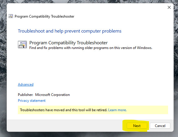 Program Compatibility Troubleshooter 4