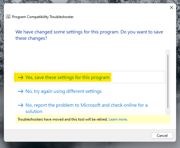 Program Compatibility Troubleshooter 9