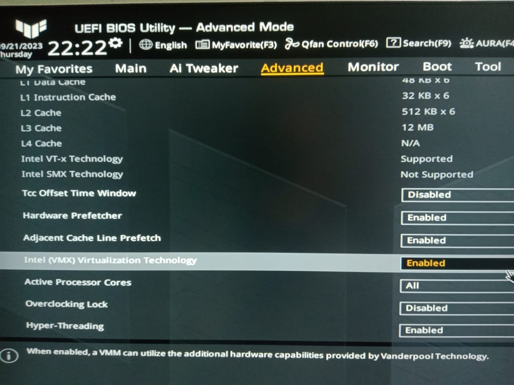 تفعيل خاصية Virtualization Technology للمعالج