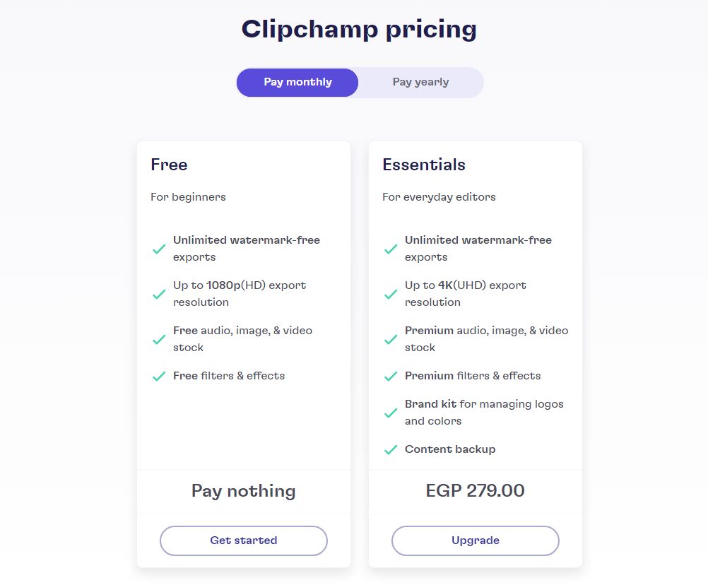 النسخة المدفوعة من Clipchamp