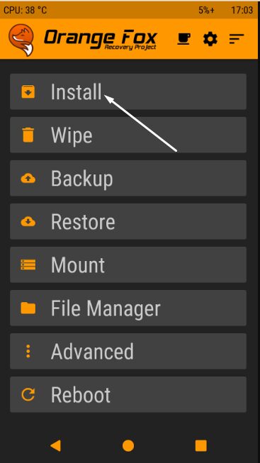 INSTALL CUSTOM ROM ORANGEFOX 03